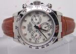 Rolex Daytona White MOP Diamond w/ brown leather band